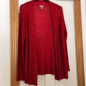 Red sparkly cardigan